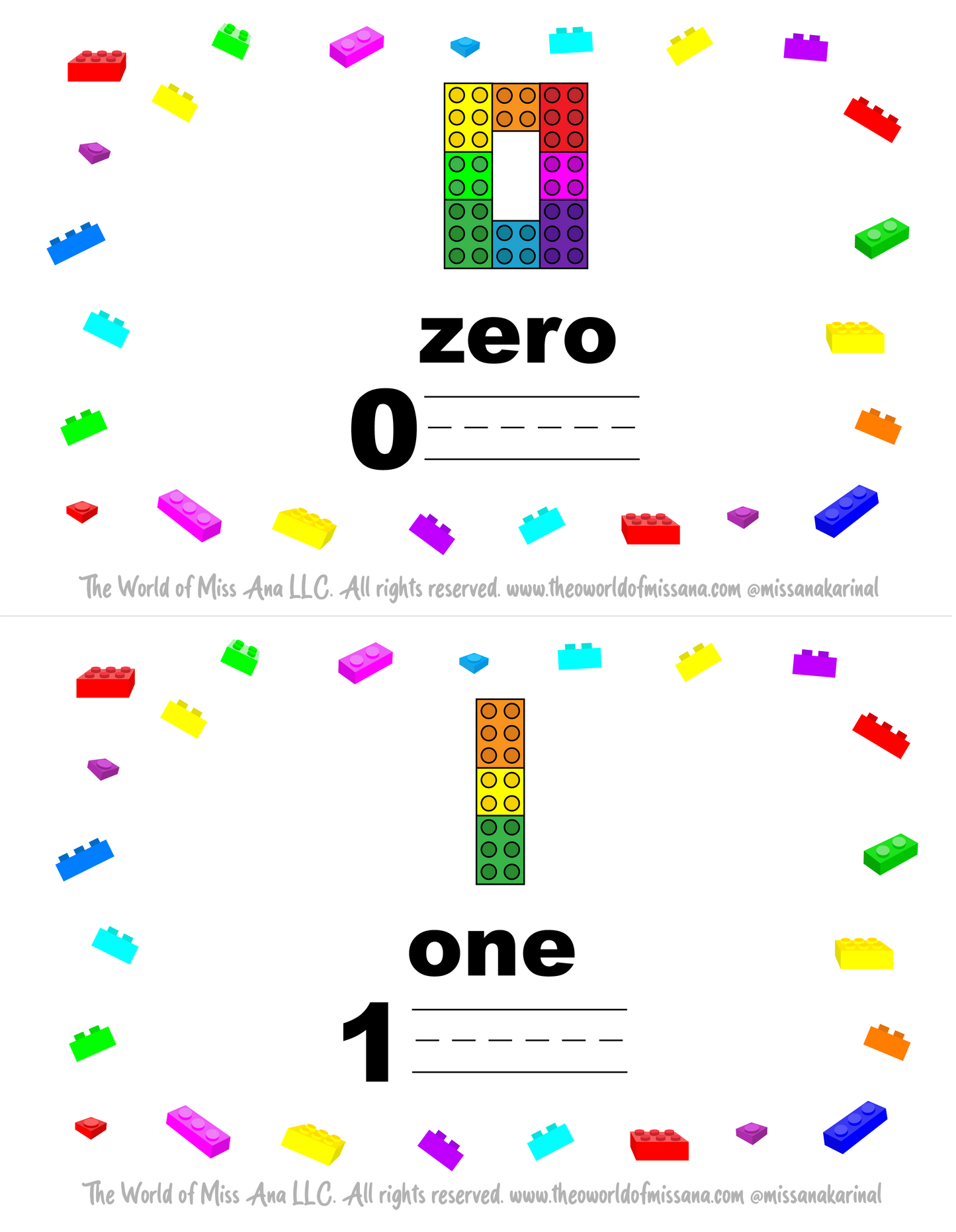 PRINTABLE LEGO® Number Flash Cards