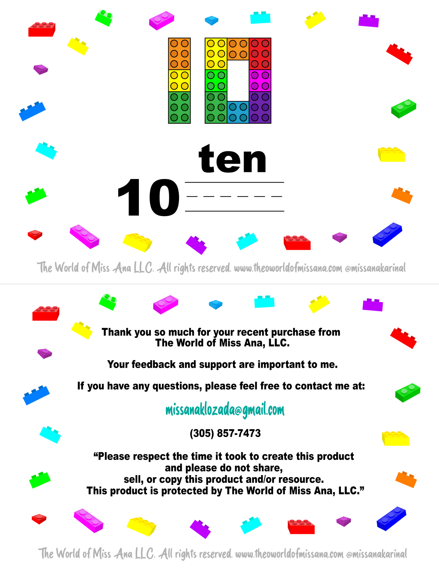 PRINTABLE LEGO® Number Flash Cards