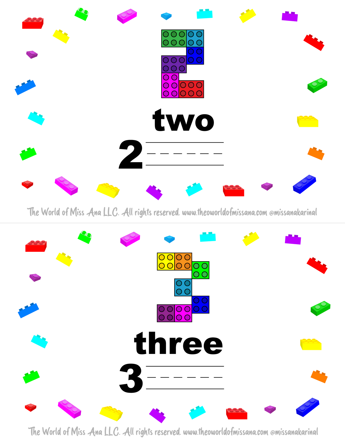 PRINTABLE LEGO® Number Flash Cards