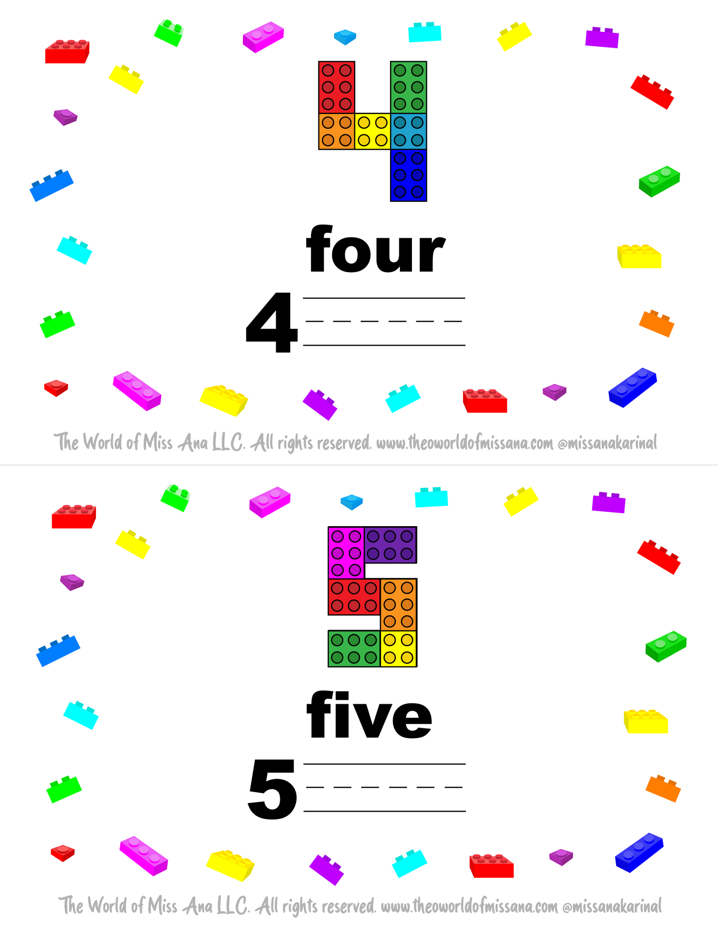 PRINTABLE LEGO® Number Flash Cards