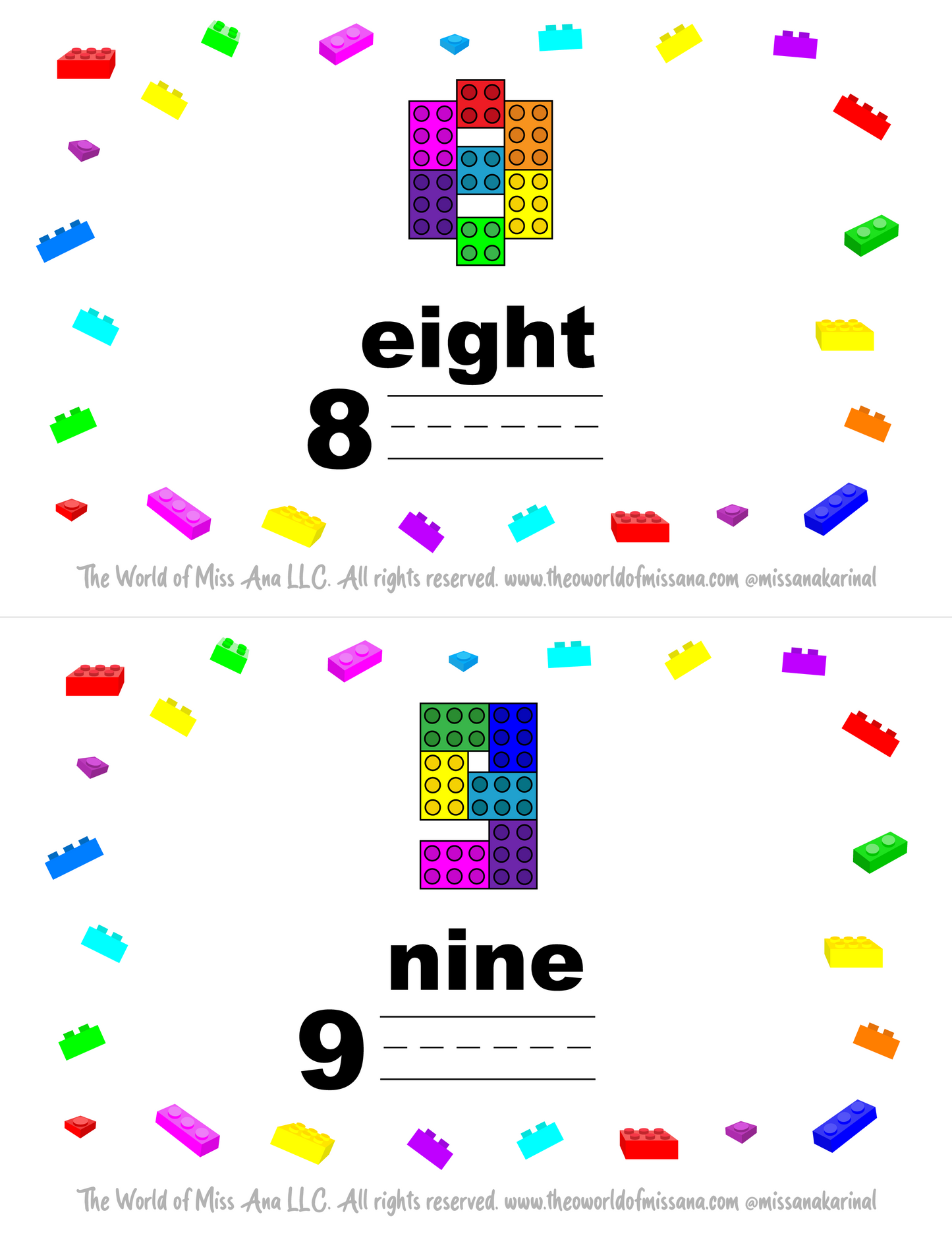 PRINTABLE LEGO® Number Flash Cards